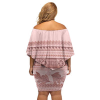Pastel Pink Samoa Siapo Teuila Flowers Off Shoulder Short Dress - Polynesian Pride