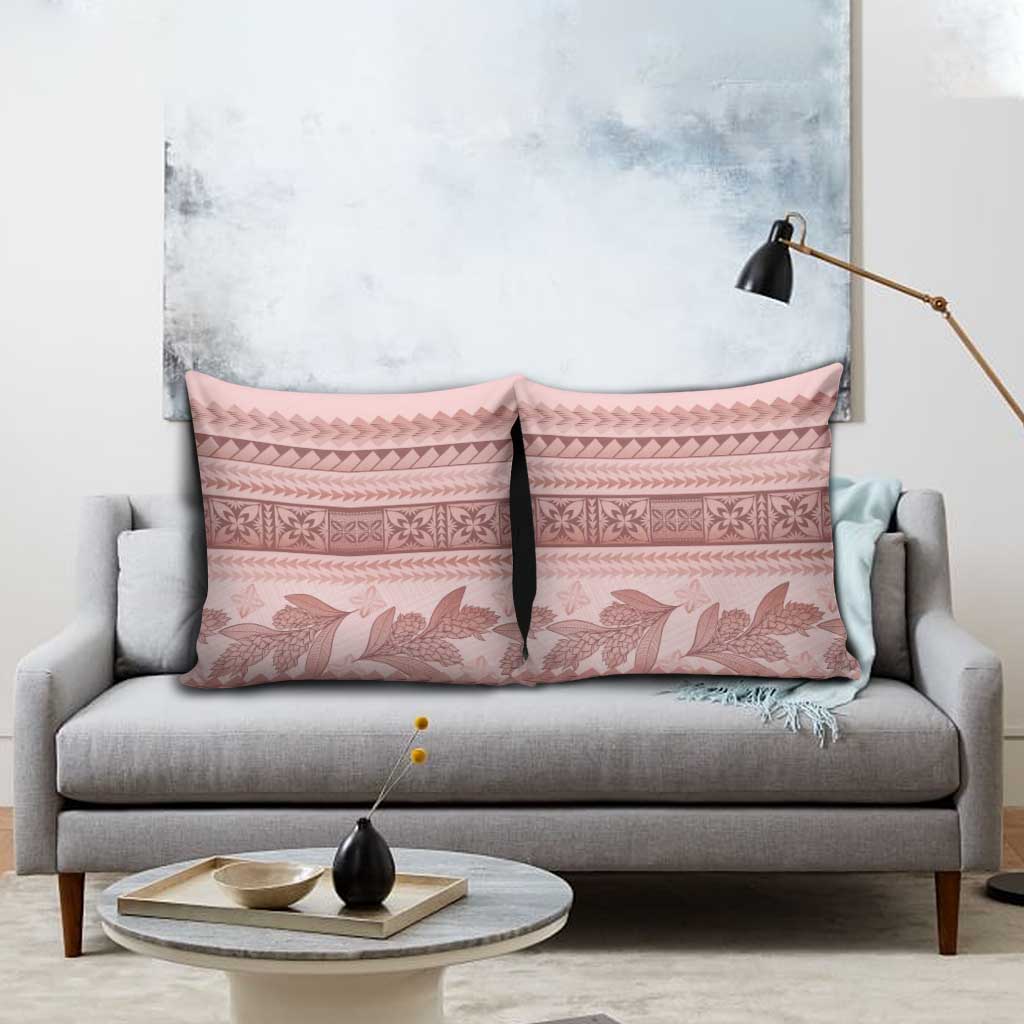 Pastel Pink Samoa Siapo Teuila Flowers Pillow Cover - Polynesian Pride