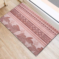Pastel Pink Samoa Siapo Teuila Flowers Rubber Doormat - Polynesian Pride