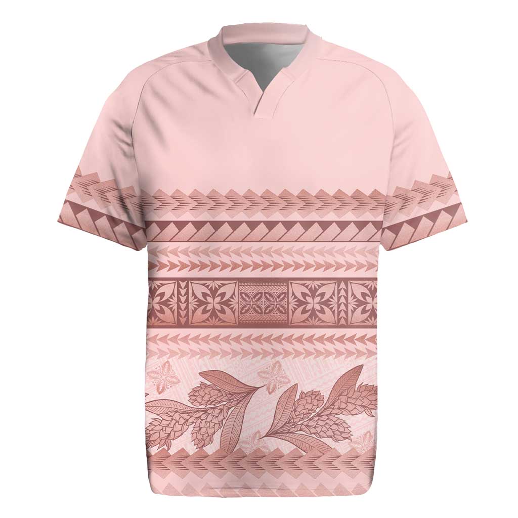 Pastel Pink Samoa Siapo Teuila Flowers Rugby Jersey - Polynesian Pride
