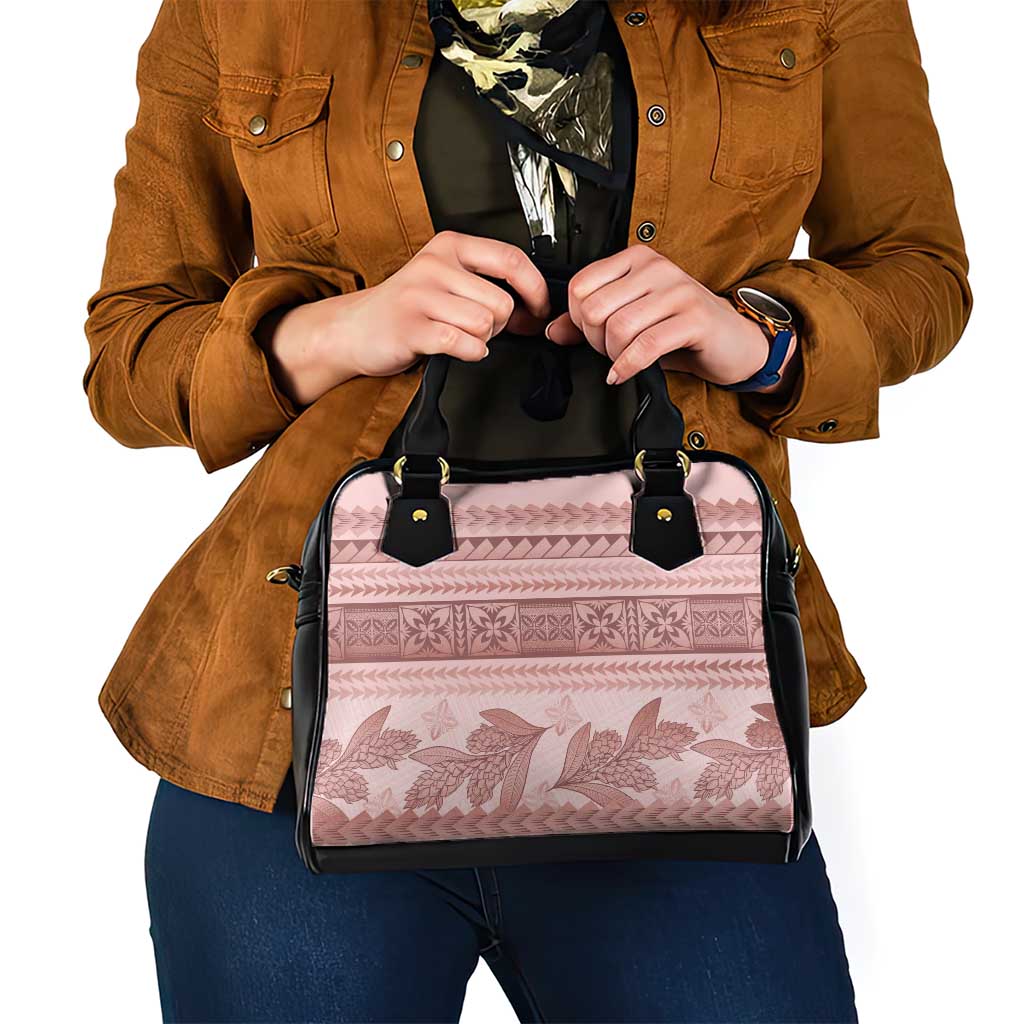 Pastel Pink Samoa Siapo Teuila Flowers Shoulder Handbag - Polynesian Pride