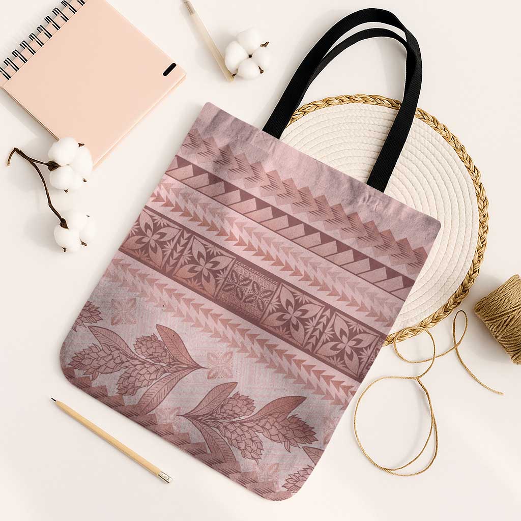Pastel Pink Samoa Siapo Teuila Flowers Tote Bag - Polynesian Pride