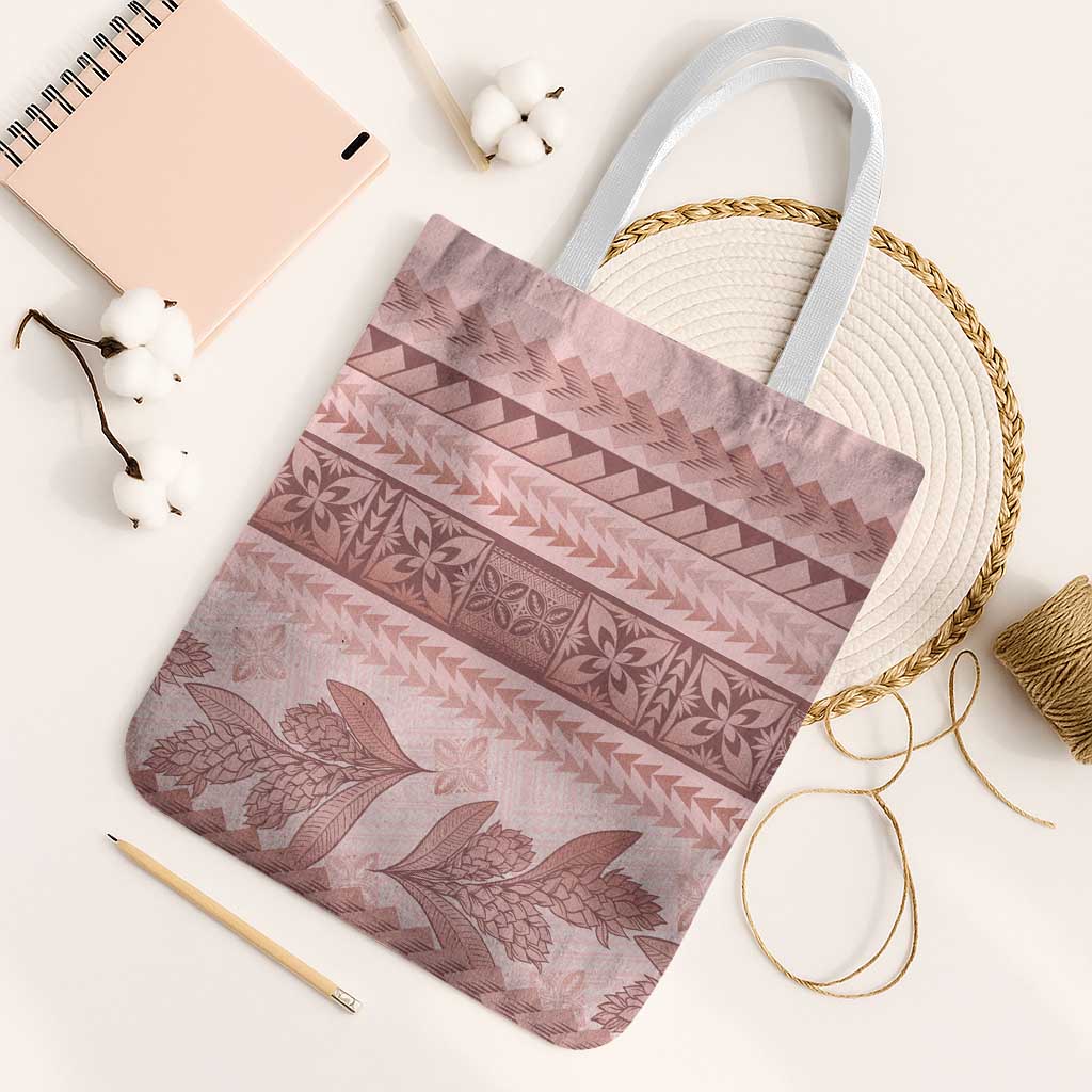 Pastel Pink Samoa Siapo Teuila Flowers Tote Bag - Polynesian Pride