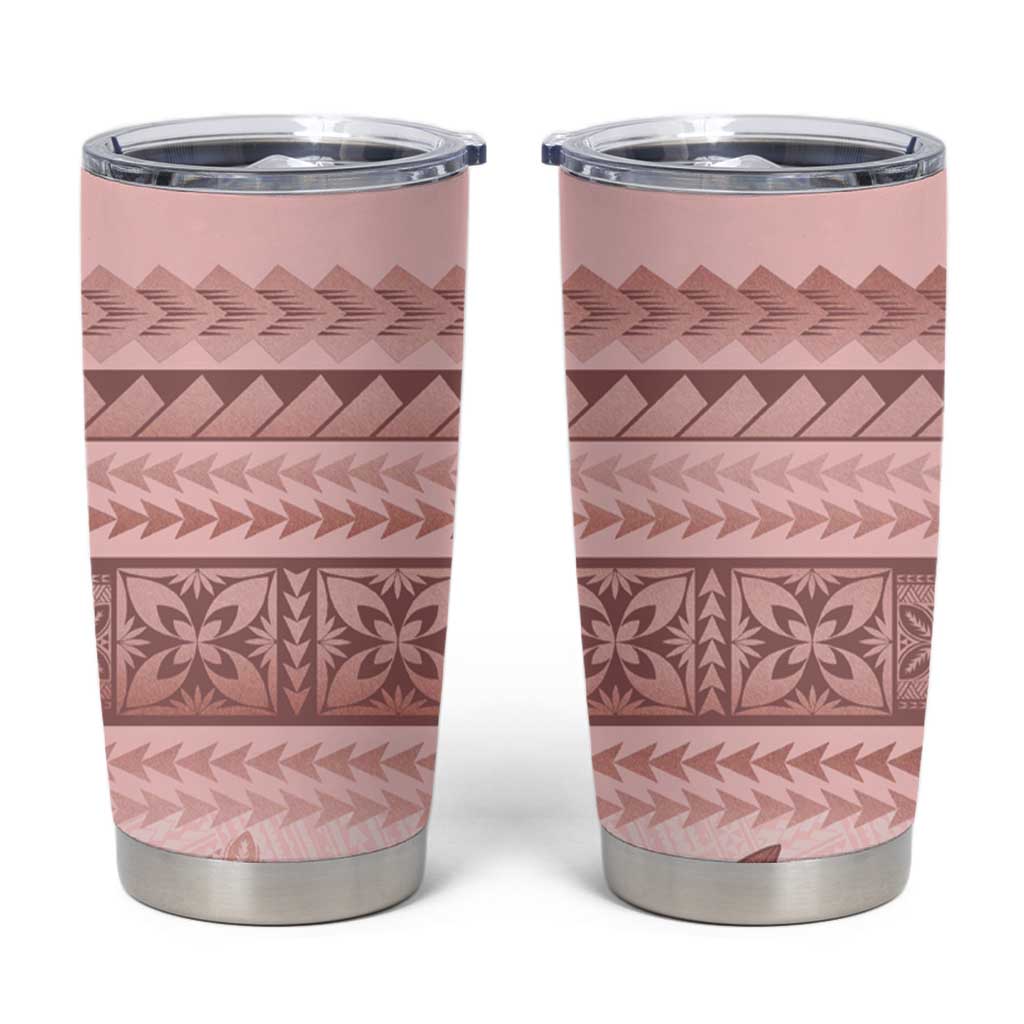 Pastel Pink Samoa Siapo Teuila Flowers Tumbler Cup - Polynesian Pride