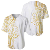 Polynesia White Sunday Baseball Jersey Plumeria Polynesian Tribal Gold Color LT14 - Polynesian Pride