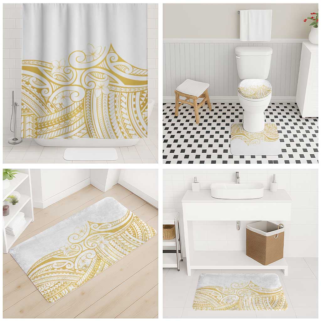 Polynesia White Sunday Bathroom Set Plumeria Polynesian Tribal Gold Color LT14 - Polynesian Pride