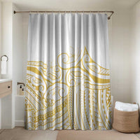 Polynesia White Sunday Bathroom Set Plumeria Polynesian Tribal Gold Color LT14 Shower Curtain Only White - Polynesian Pride