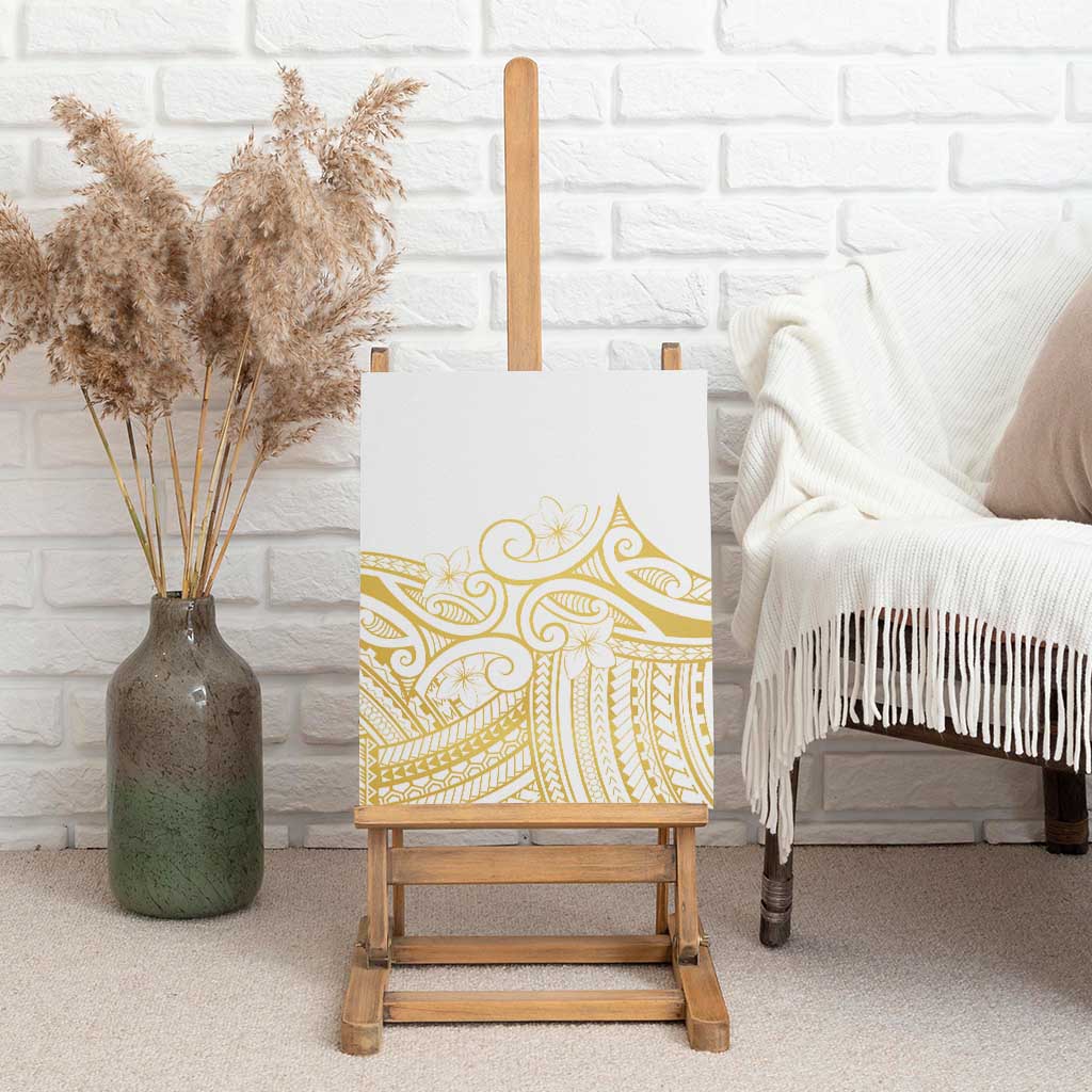 Polynesia White Sunday Canvas Wall Art Plumeria Polynesian Tribal Gold Color LT14 - Polynesian Pride