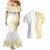 Polynesia White Sunday Couples Matching Mermaid Dress and Hawaiian Shirt Plumeria Polynesian Tribal Gold Color - Polynesian Pride