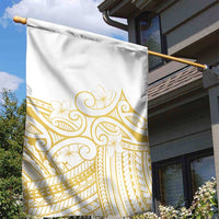 Polynesia White Sunday Garden Flag Plumeria Polynesian Tribal Gold Color LT14 - Polynesian Pride