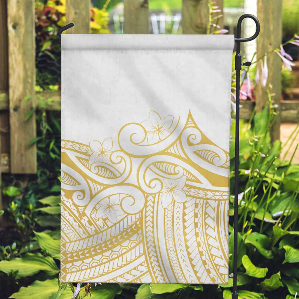 Polynesia White Sunday Garden Flag Plumeria Polynesian Tribal Gold Color LT14 Garden Flag White - Polynesian Pride