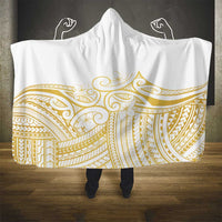 Polynesia White Sunday Hooded Blanket Plumeria Polynesian Tribal Gold Color LT14 - Polynesian Pride