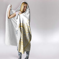 Polynesia White Sunday Hooded Blanket Plumeria Polynesian Tribal Gold Color LT14 - Polynesian Pride