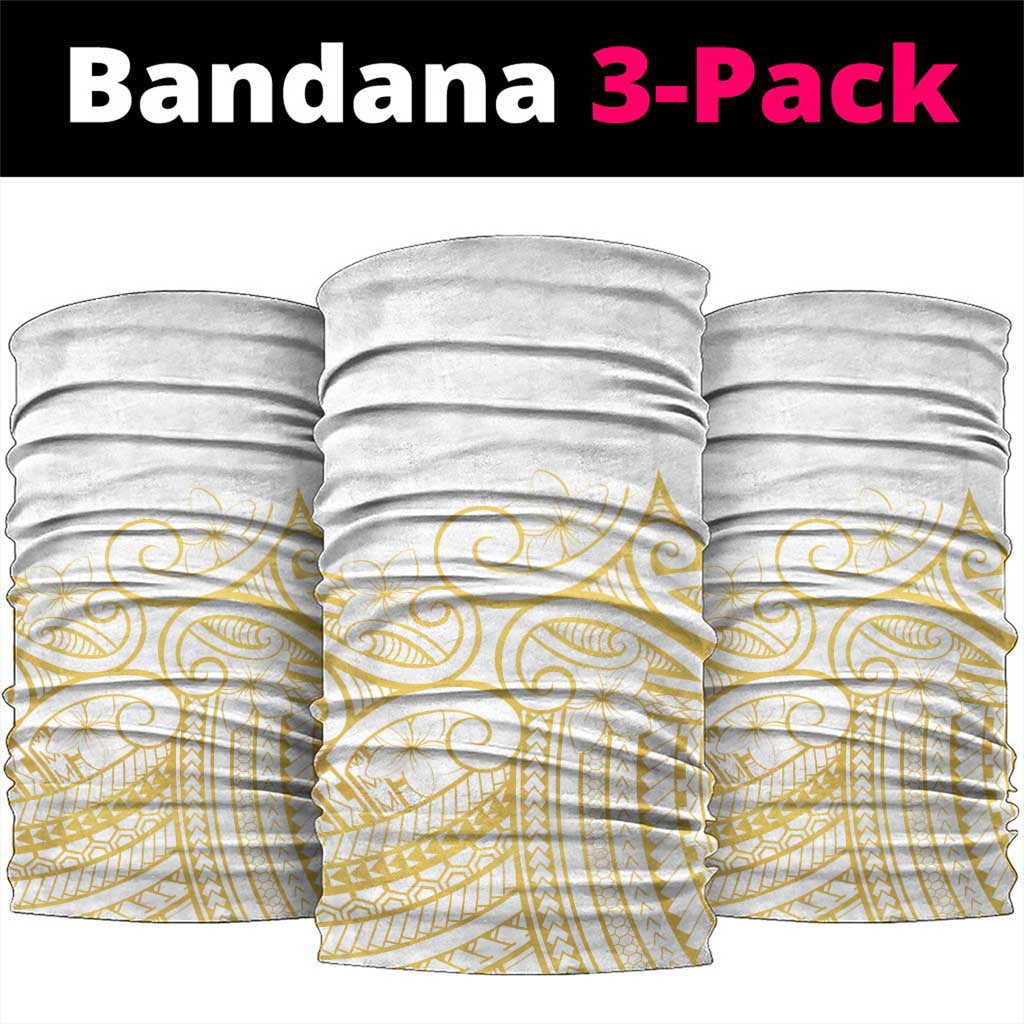 Polynesia White Sunday Neck Gaiter Plumeria Polynesian Tribal Gold Color LT14 package One Size: 25*50cm White - Polynesian Pride