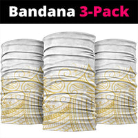 Polynesia White Sunday Neck Gaiter Plumeria Polynesian Tribal Gold Color LT14 package One Size: 25*50cm White - Polynesian Pride
