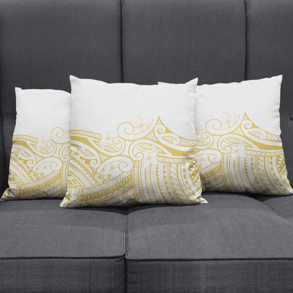 Polynesia White Sunday Pillow Cover Plumeria Polynesian Tribal Gold Color - Polynesian Pride