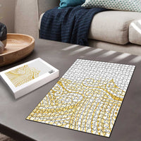 Polynesia White Sunday Puzzle Plumeria Polynesian Tribal Gold Color - Polynesian Pride