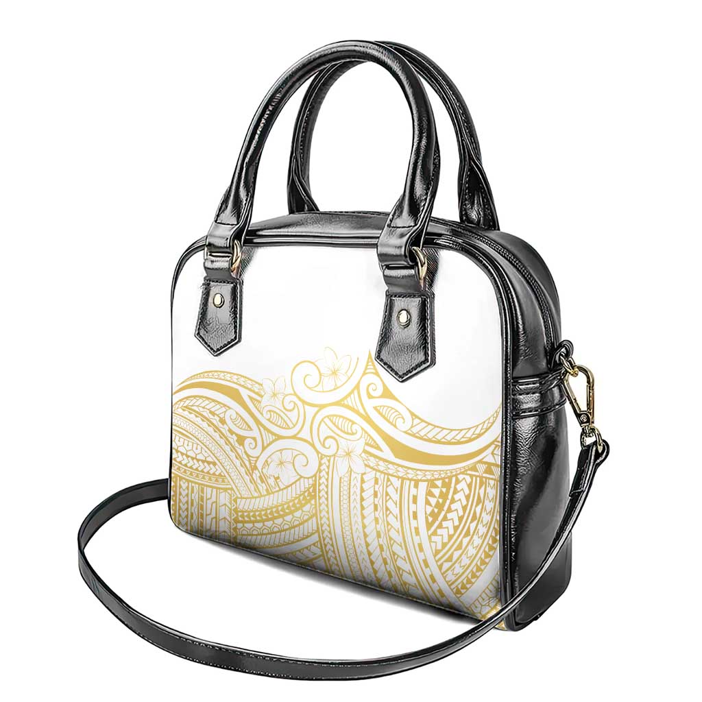 Polynesia White Sunday Shoulder Handbag Plumeria Polynesian Tribal Gold Color LT14 - Polynesian Pride
