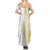 Polynesia White Sunday Summer Maxi Dress Plumeria Polynesian Tribal Gold Color - Polynesian Pride