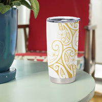 Polynesia White Sunday Tumbler Cup Plumeria Polynesian Tribal Gold Color - Polynesian Pride