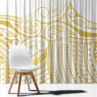 Polynesia White Sunday Window Curtain Plumeria Polynesian Tribal Gold Color LT14 - Polynesian Pride