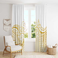 Polynesia White Sunday Window Curtain Plumeria Polynesian Tribal Gold Color LT14 - Polynesian Pride