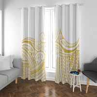 Polynesia White Sunday Window Curtain Plumeria Polynesian Tribal Gold Color LT14 With Grommets White - Polynesian Pride