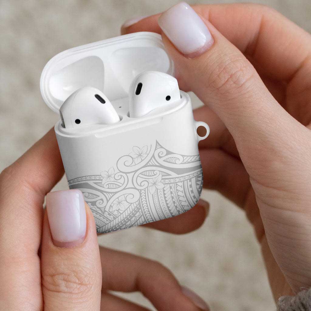 Polynesia White Sunday AirPods Case Plumeria Polynesian Tribal Grey Color - Polynesian Pride