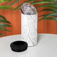Polynesia White Sunday 4 in 1 Can Cooler Tumbler Plumeria Polynesian Tribal Grey Color - Polynesian Pride