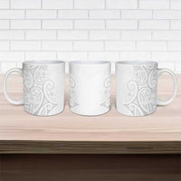 Polynesia White Sunday Ceramic Mug Plumeria Polynesian Tribal Grey Color - Polynesian Pride