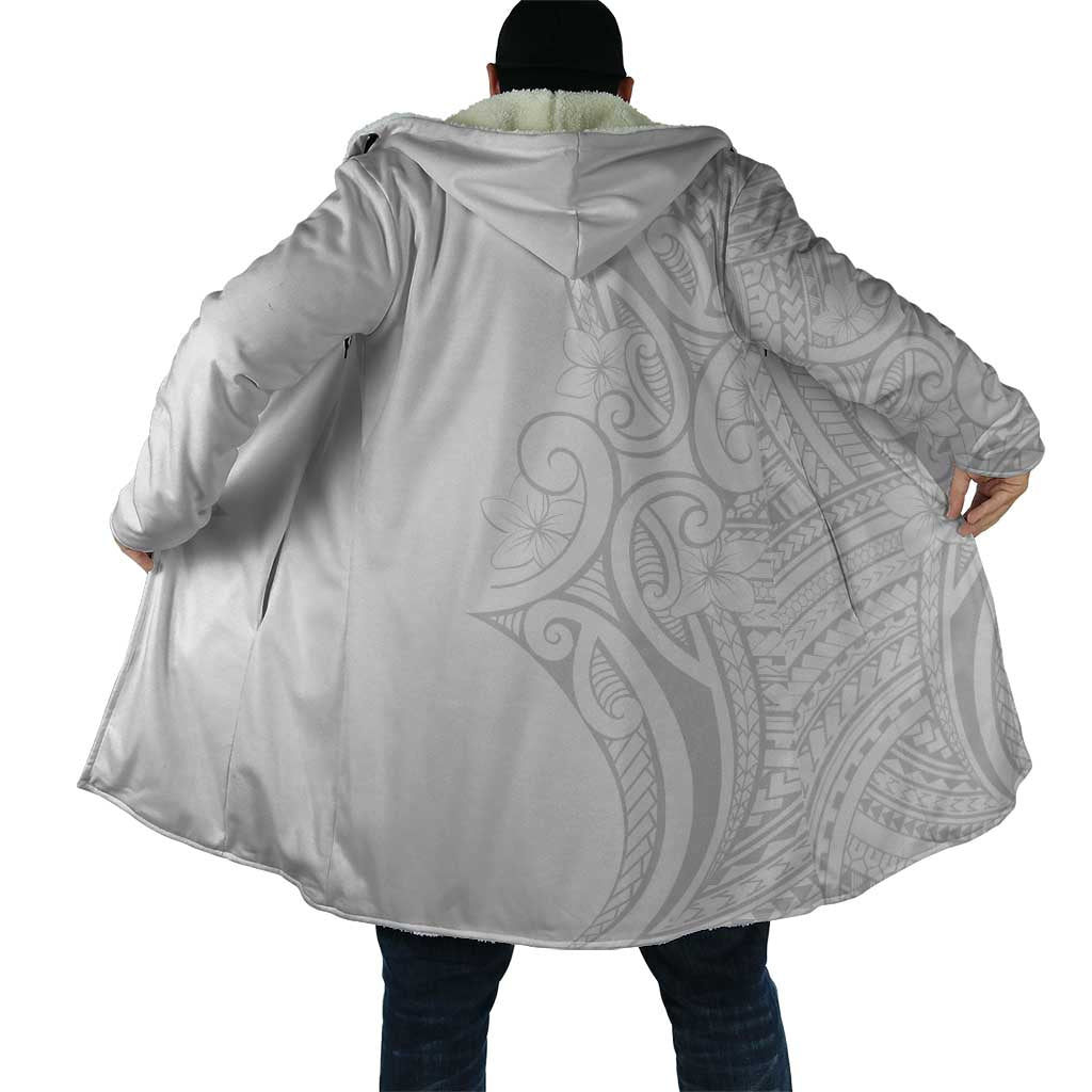 Polynesia White Sunday Cloak Plumeria Polynesian Tribal Grey Color - Polynesian Pride