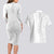Polynesia White Sunday Couples Matching Long Sleeve Bodycon Dress and Hawaiian Shirt Plumeria Polynesian Tribal Grey Color - Polynesian Pride
