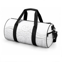 Polynesia White Sunday Duffle Bag Plumeria Polynesian Tribal Grey Color