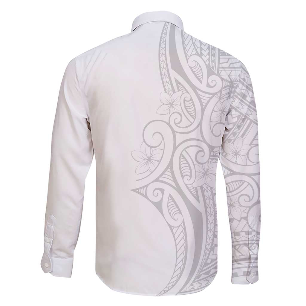Polynesia White Sunday Family Matching Short Sleeve Bodycon Dress and Hawaiian Shirt Plumeria Polynesian Tribal Grey Color LT14 - Polynesian Pride