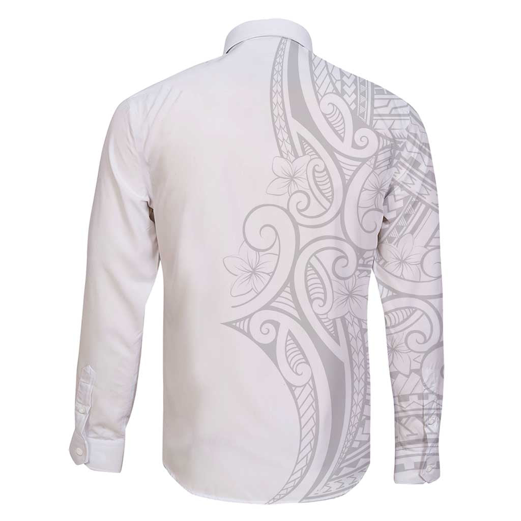Polynesia White Sunday Family Matching Summer Maxi Dress and Hawaiian Shirt Plumeria Polynesian Tribal Grey Color LT14 - Polynesian Pride