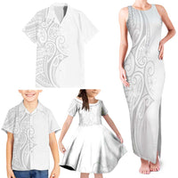 Polynesia White Sunday Family Matching Tank Maxi Dress and Hawaiian Shirt Plumeria Polynesian Tribal Grey Color LT14 - Polynesian Pride