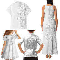 Polynesia White Sunday Family Matching Tank Maxi Dress and Hawaiian Shirt Plumeria Polynesian Tribal Grey Color LT14 - Polynesian Pride