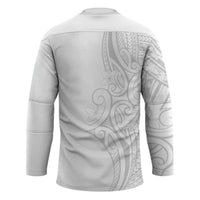 Polynesia White Sunday Hockey Jersey Plumeria Polynesian Tribal Grey Color - Polynesian Pride