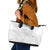 Polynesia White Sunday Leather Tote Bag Plumeria Polynesian Tribal Grey Color - Polynesian Pride