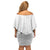 Polynesia White Sunday Off Shoulder Short Dress Plumeria Polynesian Tribal Grey Color - Polynesian Pride