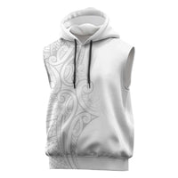 Polynesia White Sunday Sleeveless Hoodie Plumeria Polynesian Tribal Grey Color - Polynesian Pride