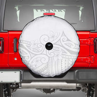 Polynesia White Sunday Spare Tire Cover Plumeria Polynesian Tribal Grey Color - Polynesian Pride