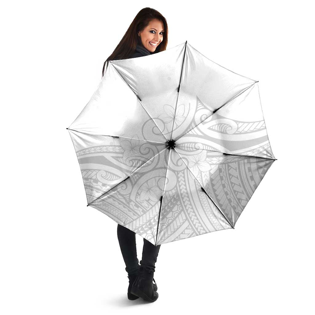 Polynesia White Sunday Umbrella Plumeria Polynesian Tribal Grey Color - Polynesian Pride