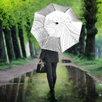 Polynesia White Sunday Umbrella Plumeria Polynesian Tribal Grey Color - Polynesian Pride
