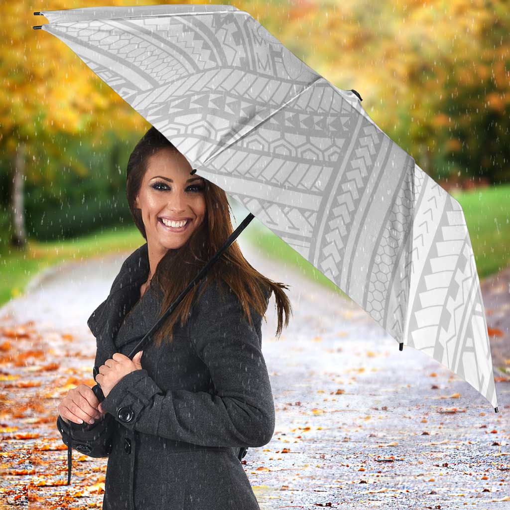 Polynesia White Sunday Umbrella Plumeria Polynesian Tribal Grey Color - Polynesian Pride