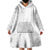 Polynesia White Sunday Wearable Blanket Hoodie Plumeria Polynesian Tribal Grey Color - Polynesian Pride