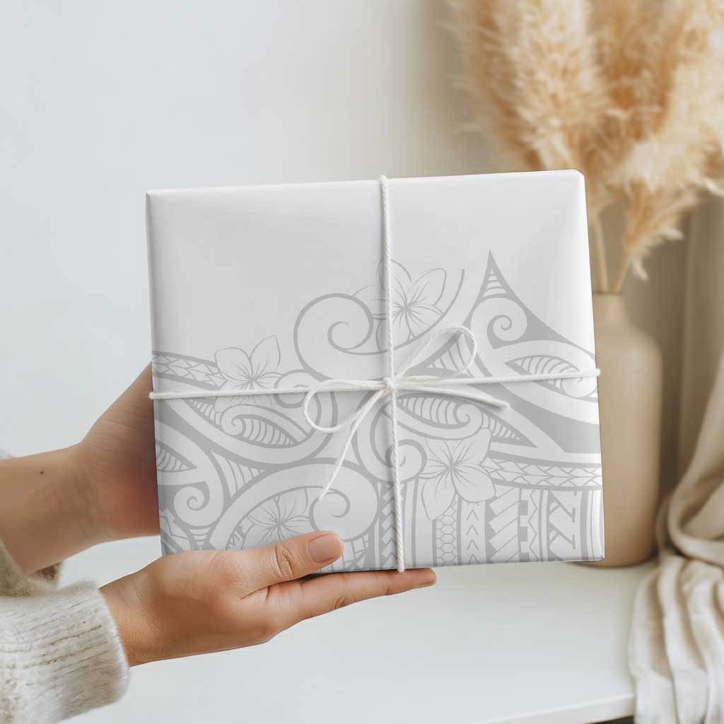 Polynesia White Sunday Wrapping Paper Plumeria Polynesian Tribal Grey Color - Polynesian Pride