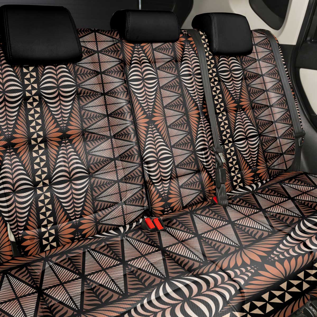 Malo e lelei Tonga Back Car Seat Cover Tongan Ngatu Vintage Brown LT14 - Polynesian Pride