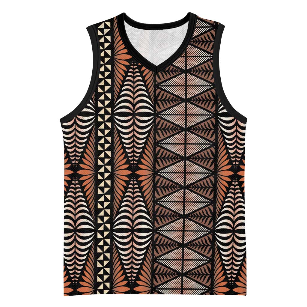 Malo e lelei Tonga Basketball Jersey Tongan Ngatu Vintage Brown - Polynesian Pride