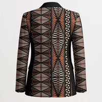 Malo e lelei Tonga Blazer Tongan Ngatu Vintage Brown LT14 - Polynesian Pride